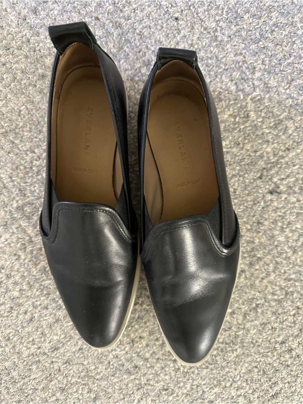 Everlane Black Leather Slip-On Loafers for Women